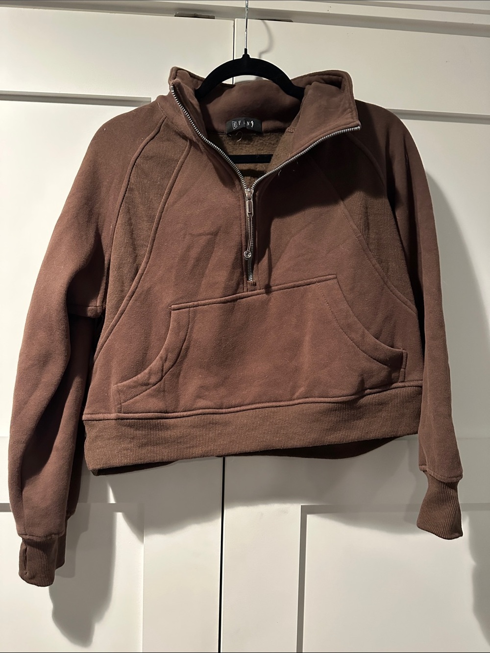 Quarter-Zip Pullover Hoodie in Brown